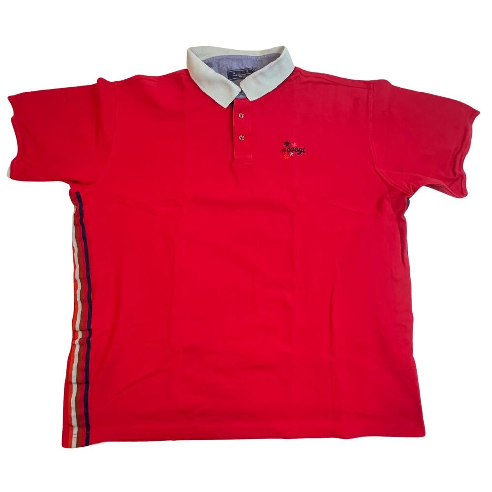 Coogi Polo Mens 4X Red Embroidered Retro Preppy Golf Short Sleeve Hip Hop Shirt